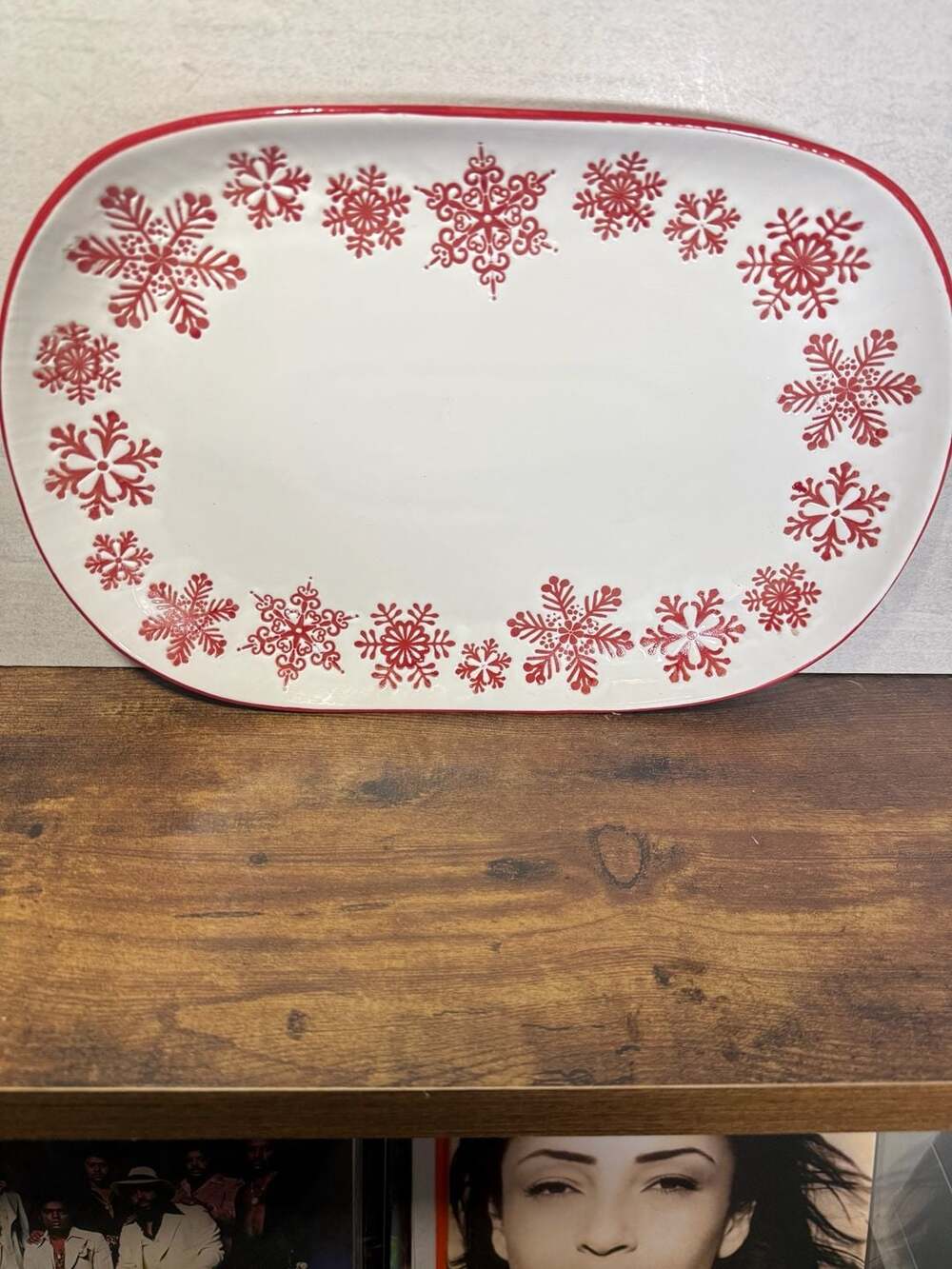 New! Hallmark Oblong Serving Dish & 3-Section Dish w/Red Embossed ...